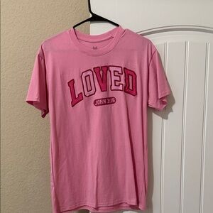 Pink 'Loved' Embroidered T-Shirt